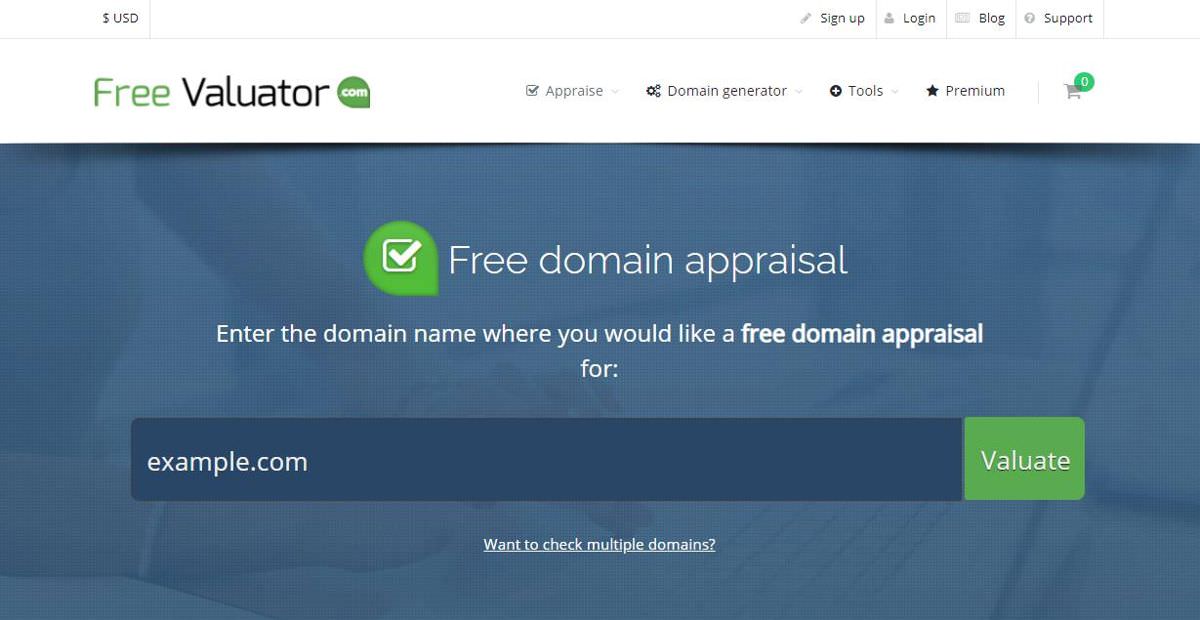 Free Valuator là một công cụ định giá tên miền